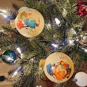 Vintage Glass West German Ornaments, Set of 2